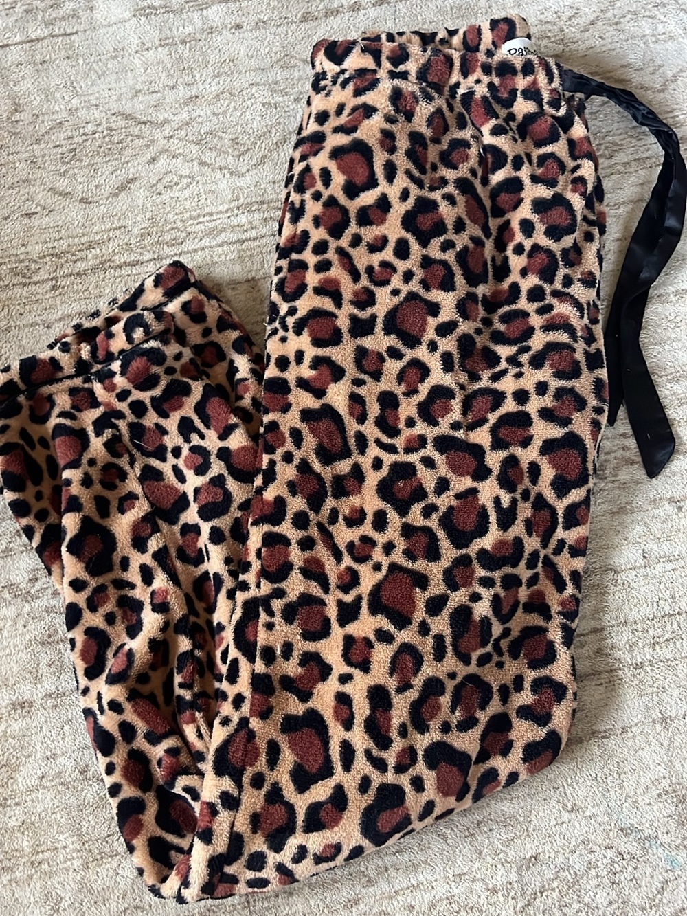 Plush leopard print pajama pants